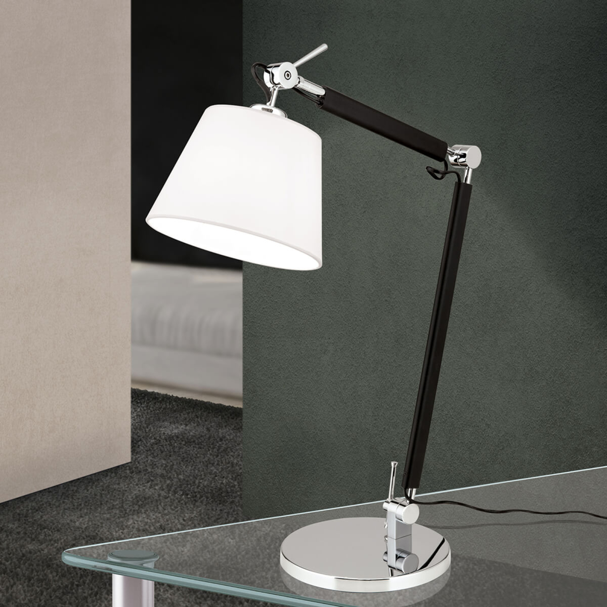 Orion Flexibele stoffen bureaulamp Leandro