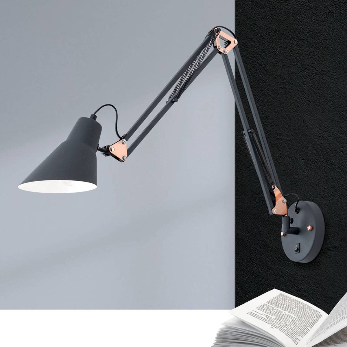 Orion Wandlamp Bachelor met veerklem en schakelaar