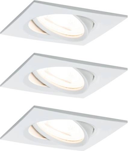 Paulmann 3-set spot Nova vierk,kantel/dimbaar, wit