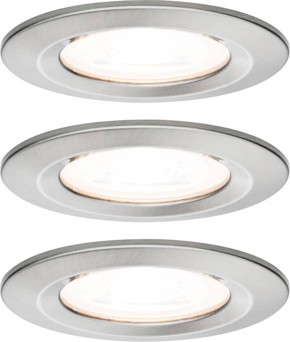 Paulmann 3-set spot Nova rond, IP44, dimb., ijzer