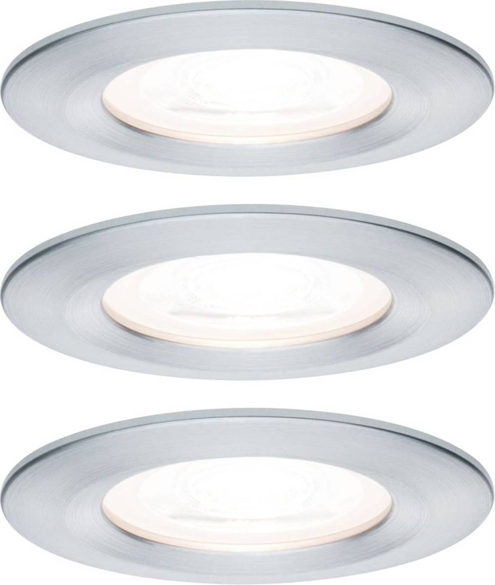 Paulmann 3-set spot Nova rond, IP44, dimb., alu