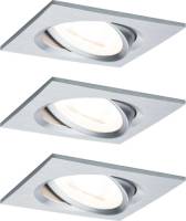 Paulmann 3-set spot Nova Coin vierk., dimbaar, alu