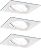 Paulmann 3-set spot Nova Coin vierk., dimbaar, wit
