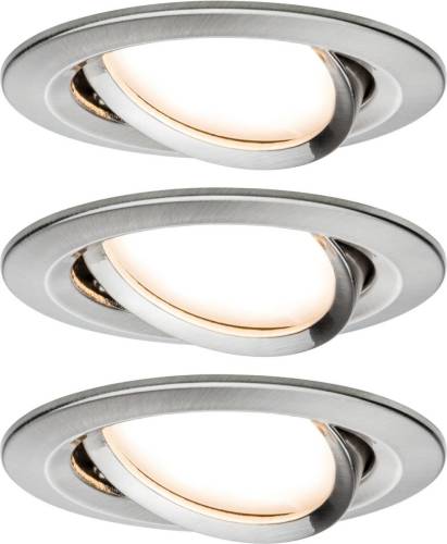 Paulmann Nova LED inbouwspot per 3, ijzer