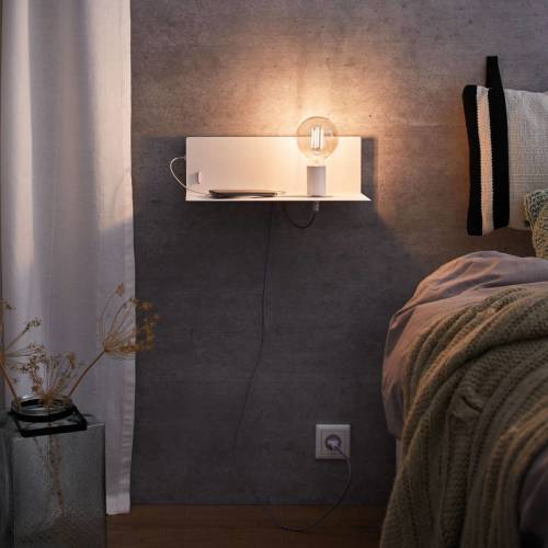 Paulmann Devara wandlamp met legbord, wit