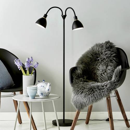 Nordlux Vloerlamp Ray met 2 lichtbr. uit zwart metaal