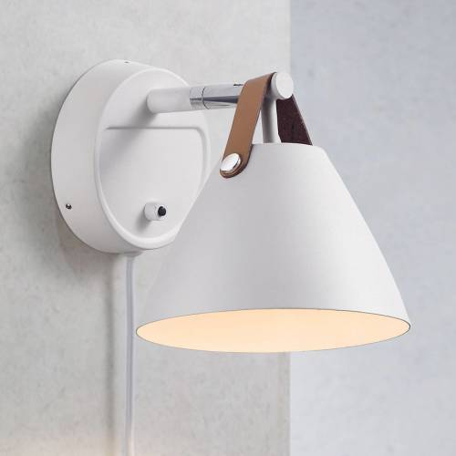 Nordlux Wandlamp Strap met leren riem, wit