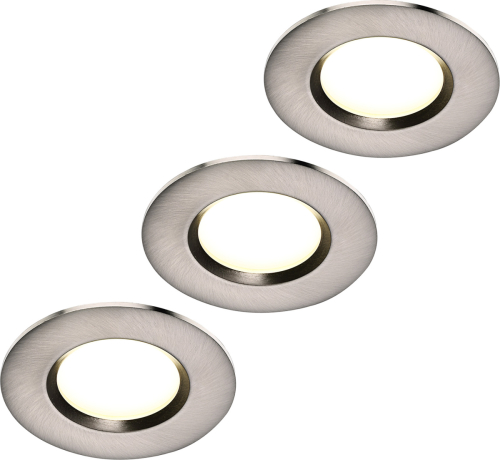 Nordlux LED inbouwlamp Clarkson 3per set, rond, staal