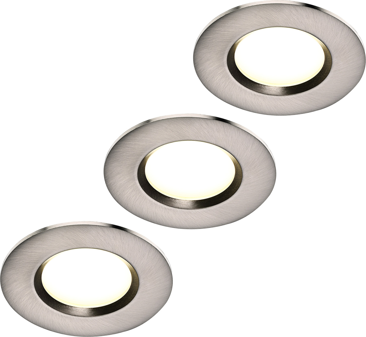 Nordlux LED inbouwlamp Clarkson 3per set, rond, staal