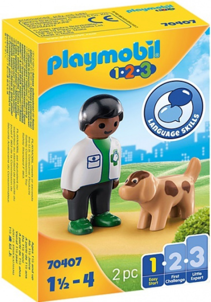 PLAYMOBIL 1,2,3 Dierenarts met hond (70407)