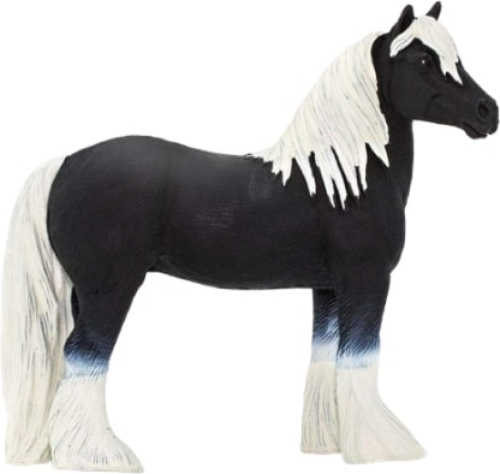 Safari boerderij Gypsy Vanner paard junior 11,5 cm zwart/wit