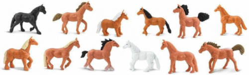 Safari speelfigurenset Horses junior bruin/zwart/wit 12 delig