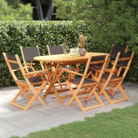VidaXL 7-delige Tuinset massief eucalyptushout en textileen zwart