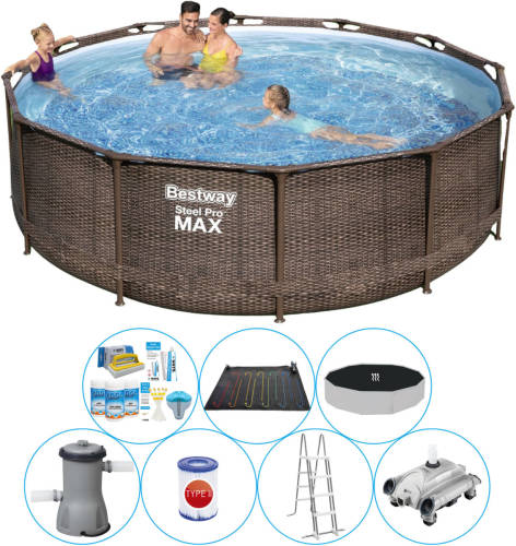 Zwembad Inclusief Accessoires - Bestway Steel Pro Max Rattan 366x100 Cm