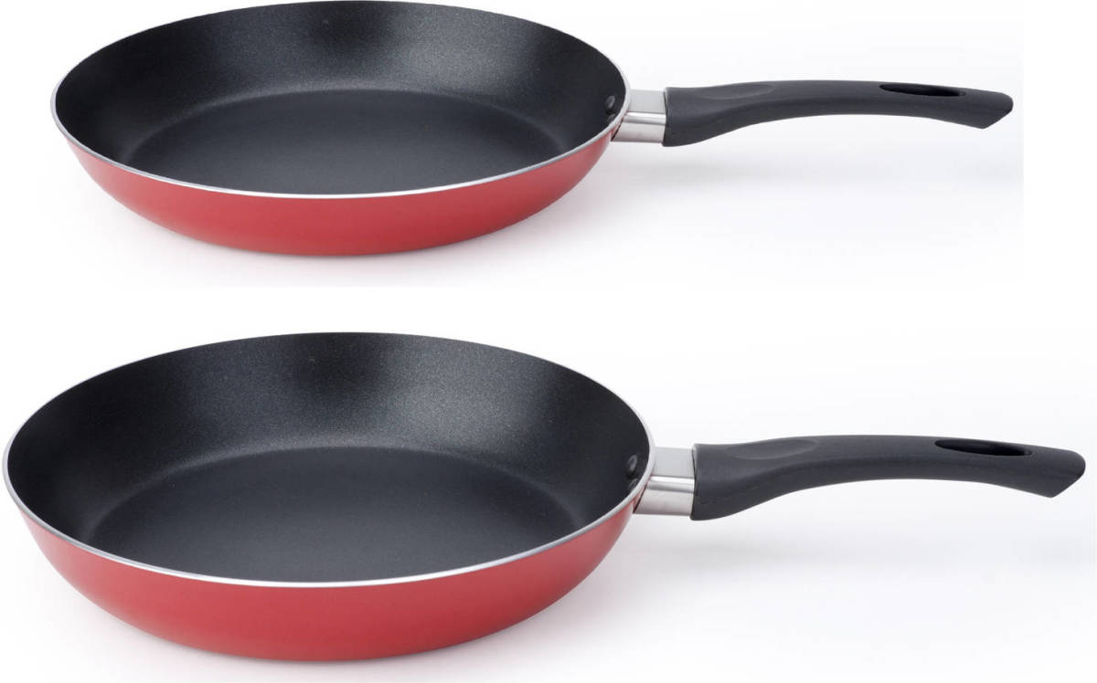 Cosy and Trendy Set Van 2x Stuks Aluminium Koekenpannen Rood 24 Cm En 20 Cm - Koekenpannen