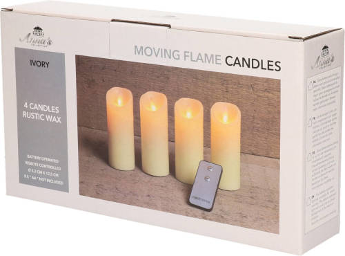 Anna's Collection 4x Stuks Led Kaarsen/stompkaarsen Ivoor Wit D5,2 X H12,5 Cm - Led Kaarsen