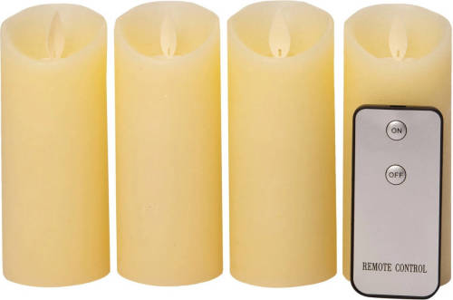 Anna's Collection 4x Stuks Led Kaarsen/stompkaarsen Ivoor Wit D5,2 X H12,5 Cm - Led Kaarsen