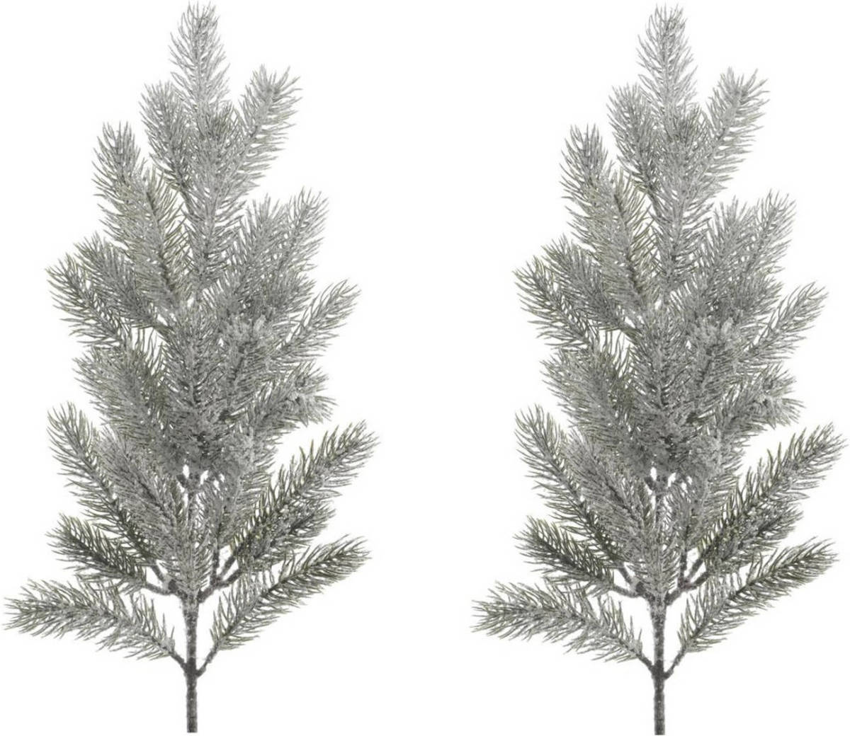 Bellatio Decorations 2x Stuks Kersttakken/dennentakken 36 Cm Groen Met Sneeuw Kerstversiering - Kunstplanten
