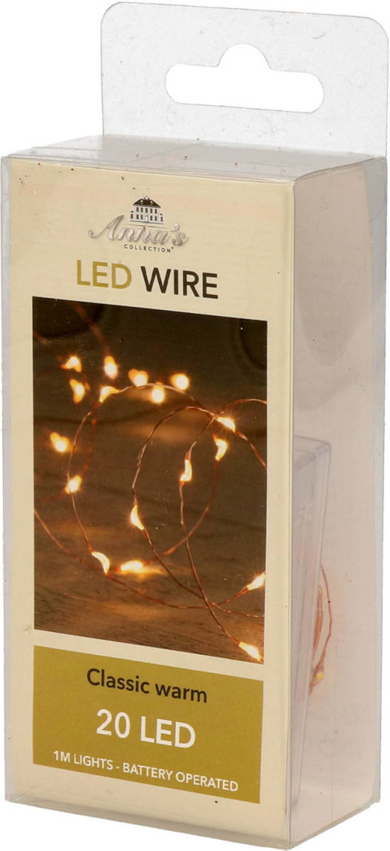Anna's Collection Draadverlichting Lichtsnoer Met 20 Lampjes Classic Warm Wit Op Batterij 100 Cm - Lichtsnoeren