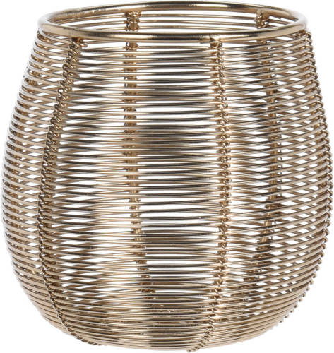 Bellatio Design Metalen Design Windlicht/kaarsenhouder Goud 9.5 Cm - Windlichten