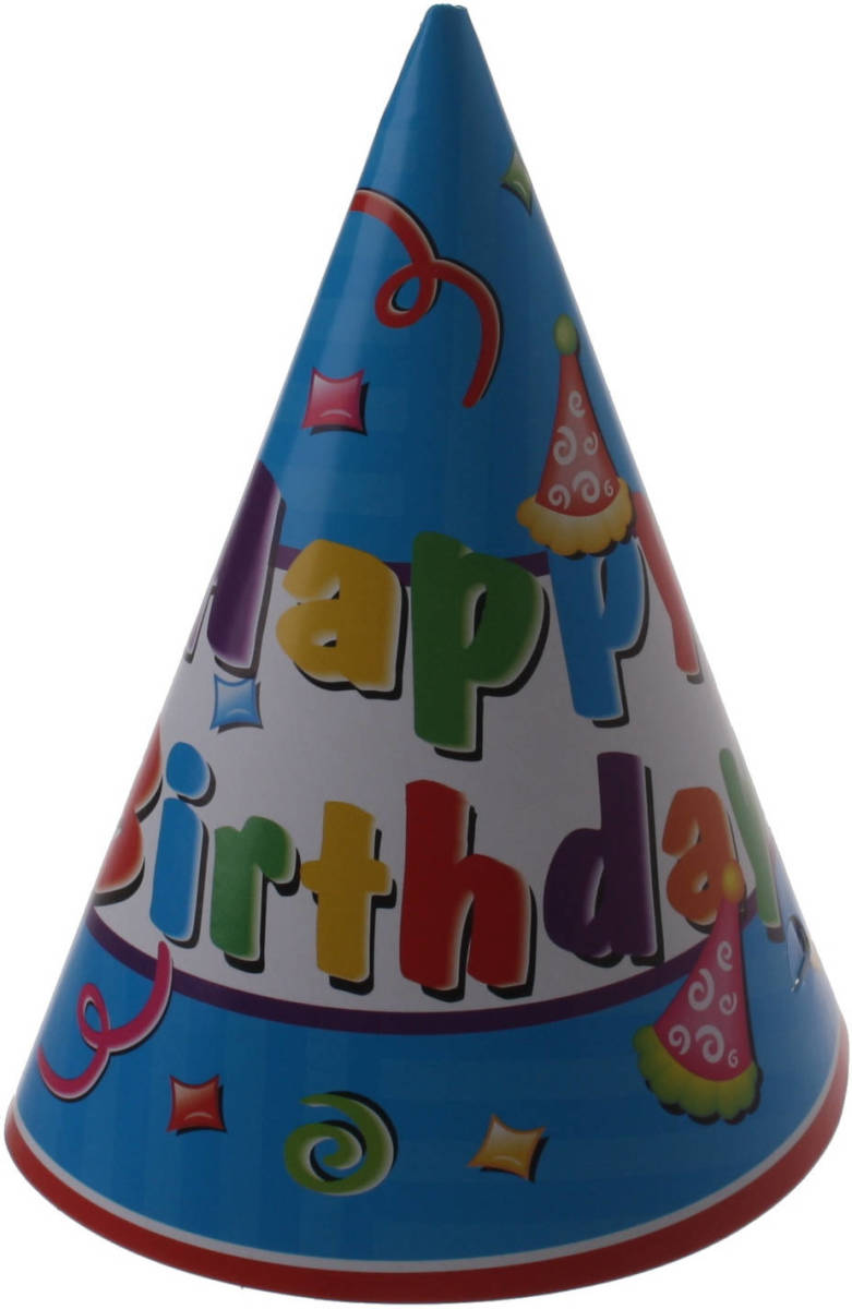Tom Feesthoed Happy Birthday 6 Stuks 17 Cm Blauw