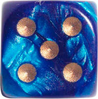 Philos Parelmoer Blauw Dobbelstenen 12mm 36st.