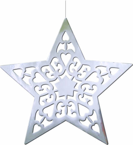 Bellatio Decorations Hangdecoratie Kerstster Zilver 50 Cm - Hangdecoratie