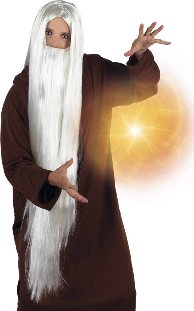 Boland Pruik Wizard Met Baard Heren Wit