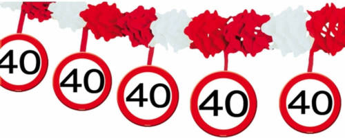 Folat 40 Jaar Verjaardag Feest Slingers Met Stopborden Van 4 Meter - Feestslingers