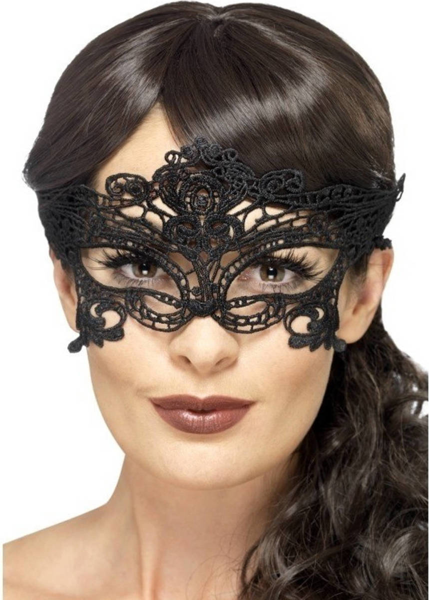Smiffy's Zwart Kanten Oogmasker Voor Dames