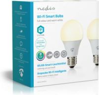 Nedis Wi-Fi smart LED-lampen | Full-Colour en Warm-Wit | E27 | 2-Pack