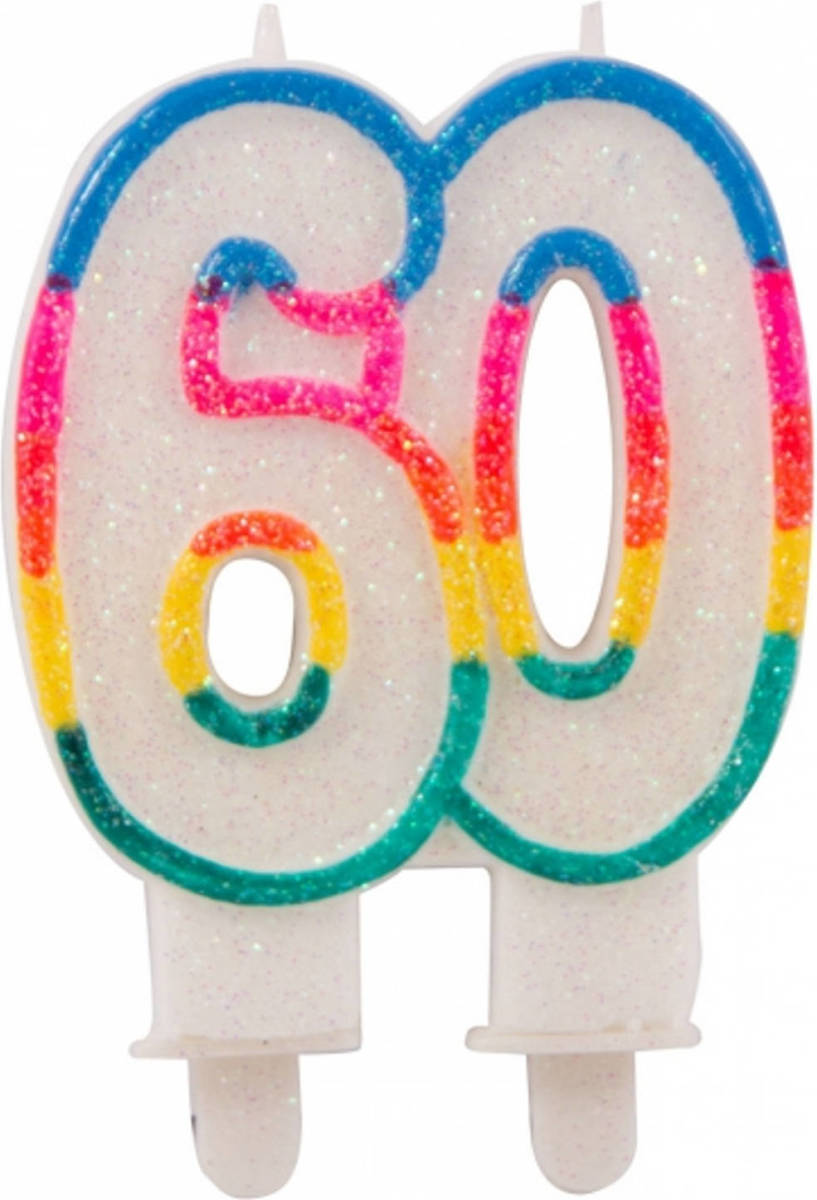 Folat Glitter Cijferkaars 60 Jaar - Taartkaarsen