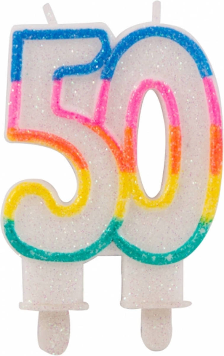 Folat Glitter Cijferkaars 50 Jaar - Taartkaarsen
