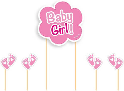 Folat Taart Topper Baby Girl Roze - Taartdecoraties