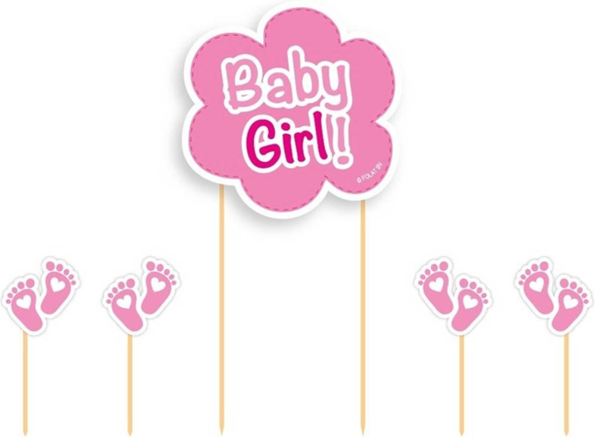 Folat Taart Topper Baby Girl Roze - Taartdecoraties