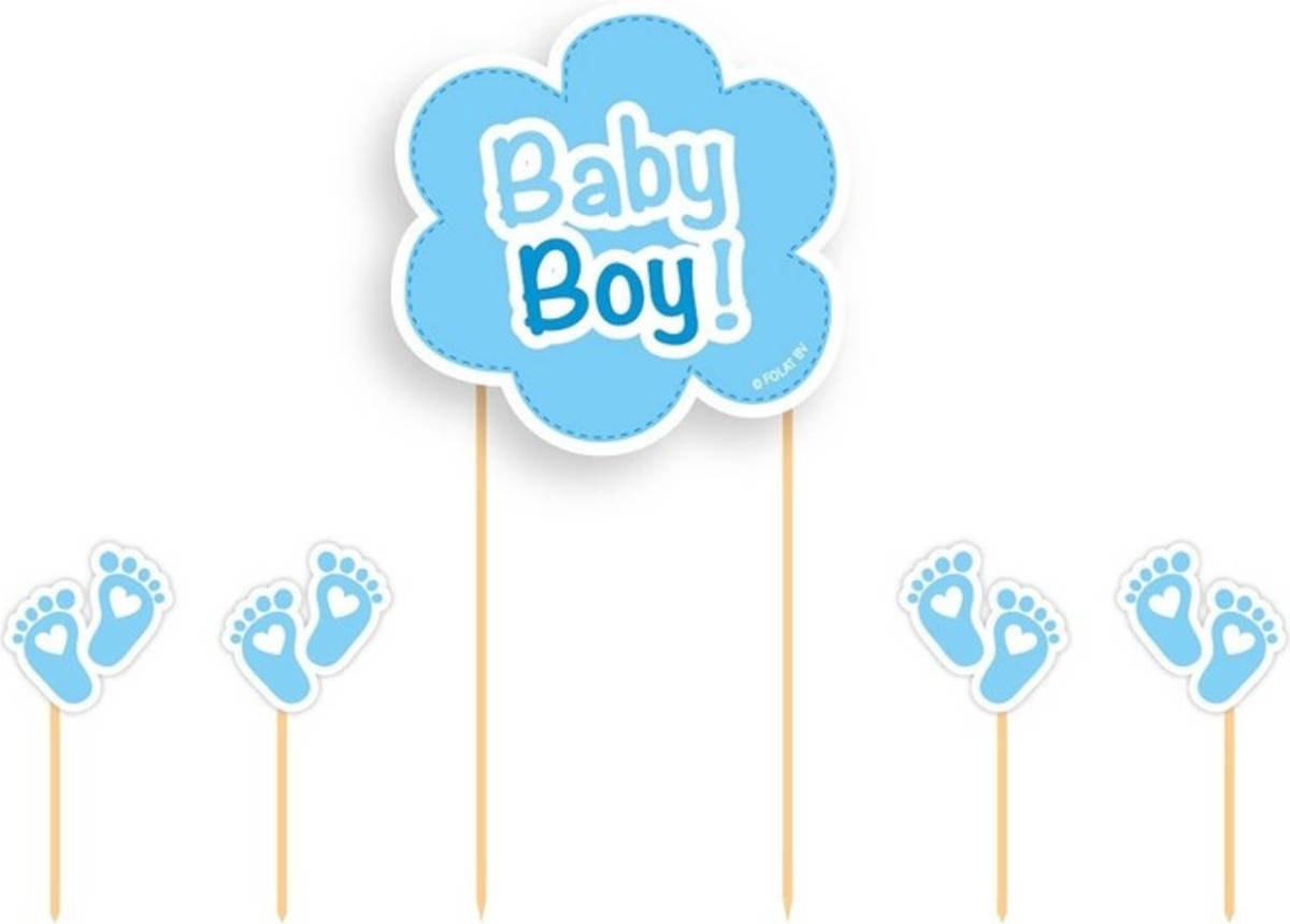 Folat Taart Topper Baby Boy Blauw - Taartdecoraties