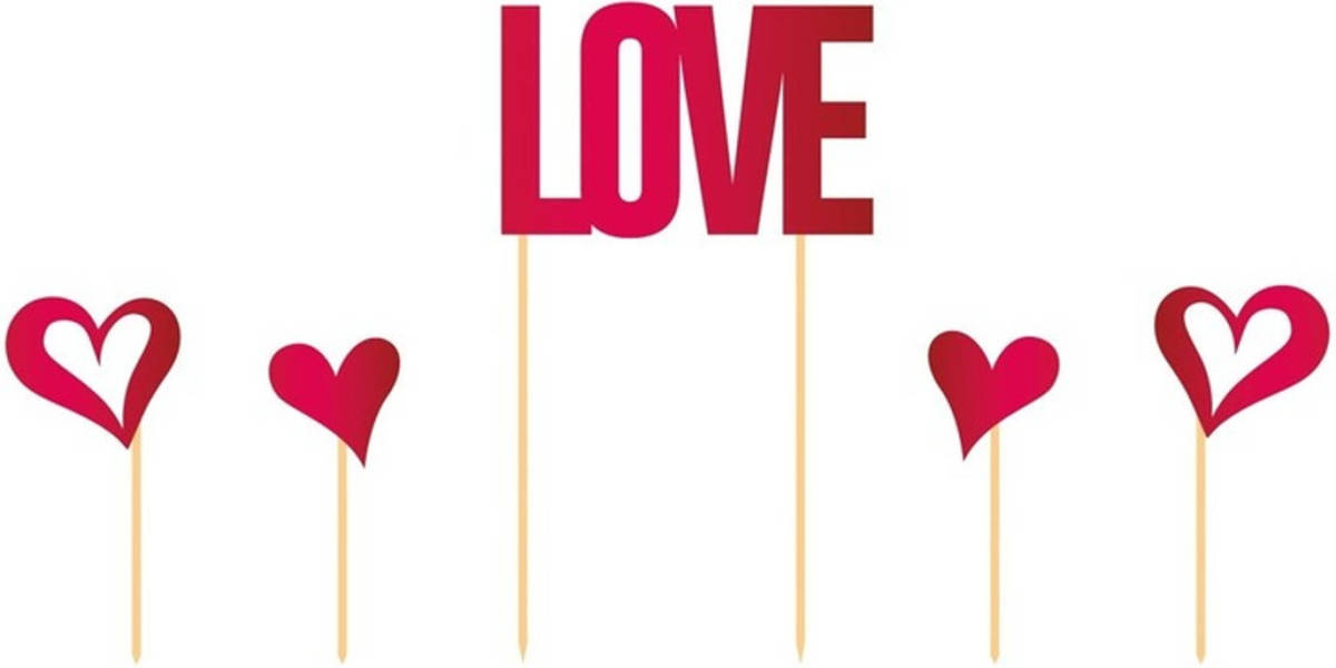 Folat Taart Topper Love Rood - Taartdecoraties