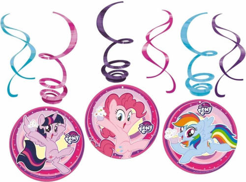 6x Stuks My Little Pony Thema Rotorspiralen 50 Cm - Hangdecoratie