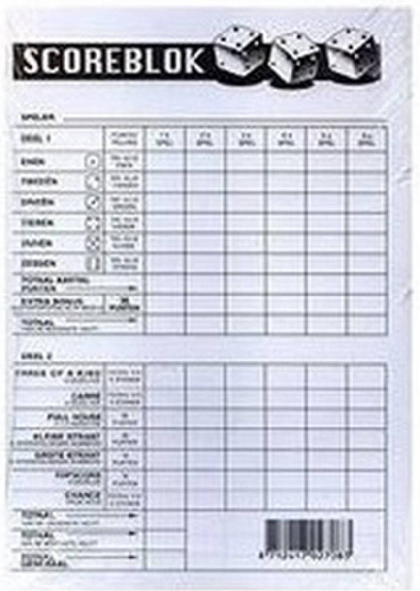 Haza Original Scoreblok Yahtzee - Dobbelspellen