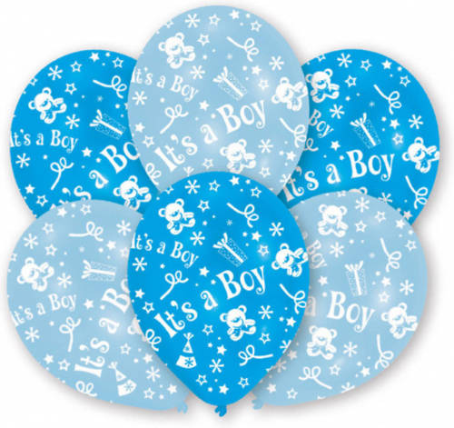 Amscan Ballonnen It's A Boy 27,5 Cm Latex Blauw/wit 6 Stuks