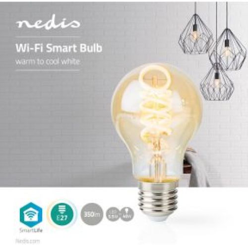 Nedis Wi-Fi Warm tot Koel Wit LED Filamentlamp | Gedraaid | E27 | A60 | 5,5 W | 350 lm