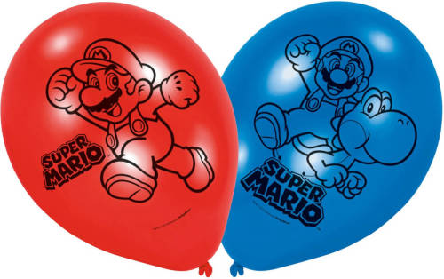 Amscan Ballonnen Super Mario 6 Stuks Rood/blauw