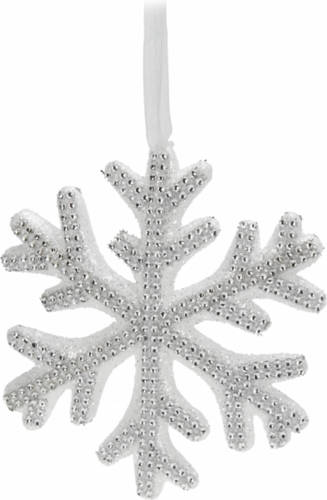 Bellatio Decorations Witte Sneeuwvlok Kerstversiering Met Steentjes 25 Cm - Hangdecoratie