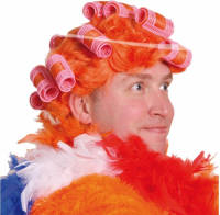 Folat Oranje Pruik Met Krulspelden