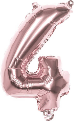 Boland Ballon Cijfer 4 Rosé Goud 36 Cm