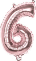 Boland Ballon Cijfer 6 Rosé Goud 36 Cm