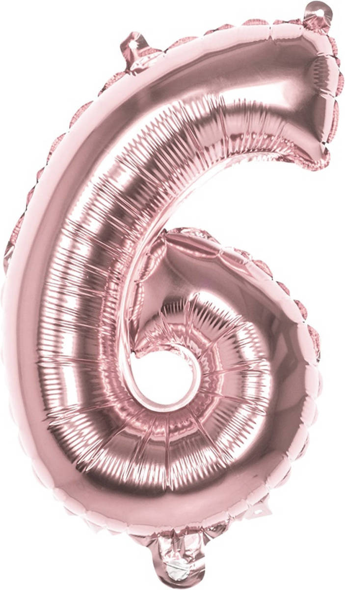 Boland Ballon Cijfer 6 Rosé Goud 36 Cm