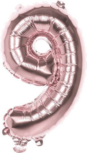 Boland Ballon Cijfer 9 Rosé Goud 36 Cm