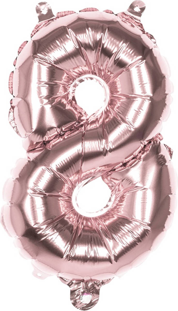 Boland Ballon Cijfer 8 Rosé Goud 36 Cm