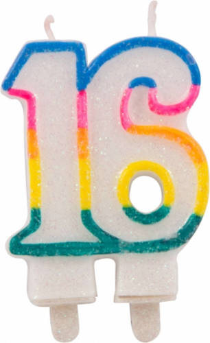 Folat Glitter Cijferkaars 16 Jaar - Taartkaarsen